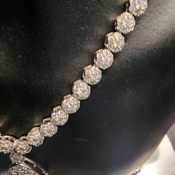 Silver Tone Cubic ZirconiaNecklace and Bracelet Set - Picture 10 of 16